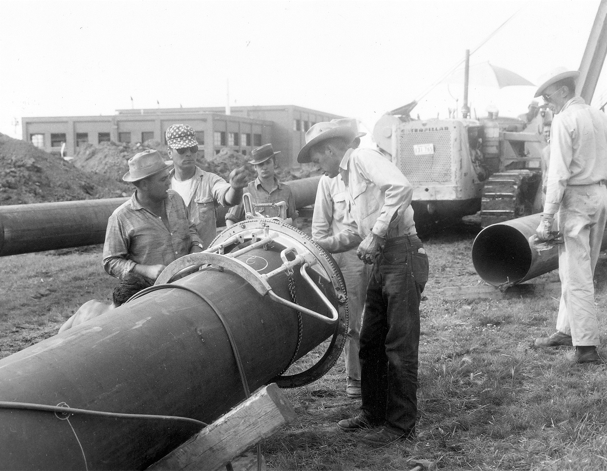 Historical image of pipeline construction